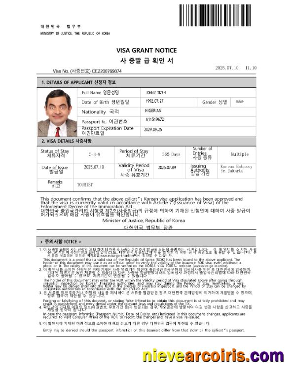Korea e-visa